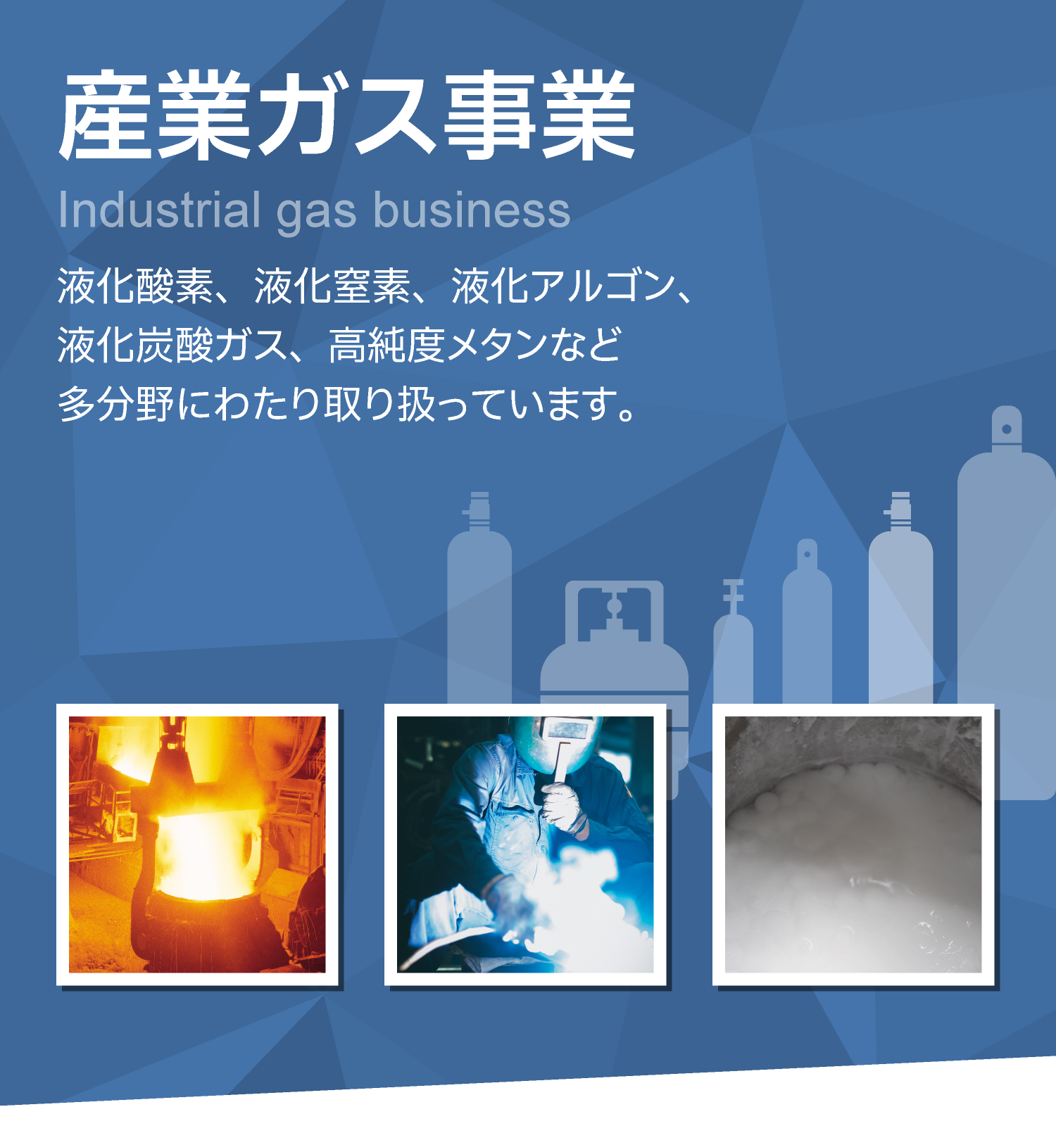 Industrial Gas Business: We deal with industrial gases in various fields,including liquid oxygen,liquid nitrogen,liquid argon,liquid carbon dioxide and high-purity methane.